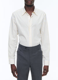 Chemise à col hirondelle à rayures - Jaune Vif