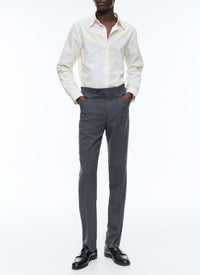 Chemise à col hirondelle à rayures - Jaune Vif