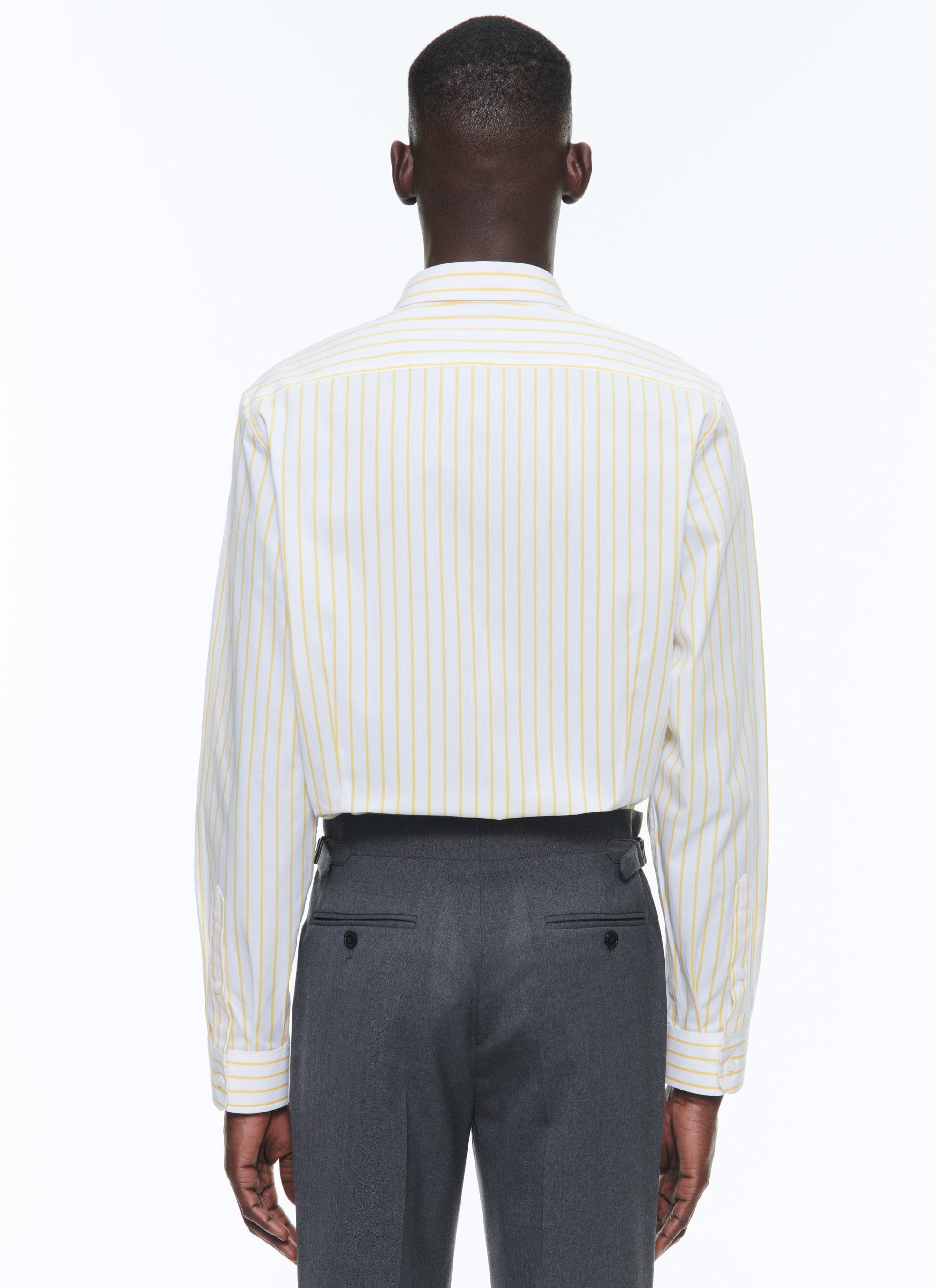 Chemise à col hirondelle à rayures - Jaune Vif