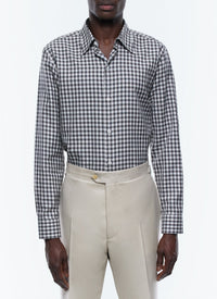 Swallow-neck check shirt - Black