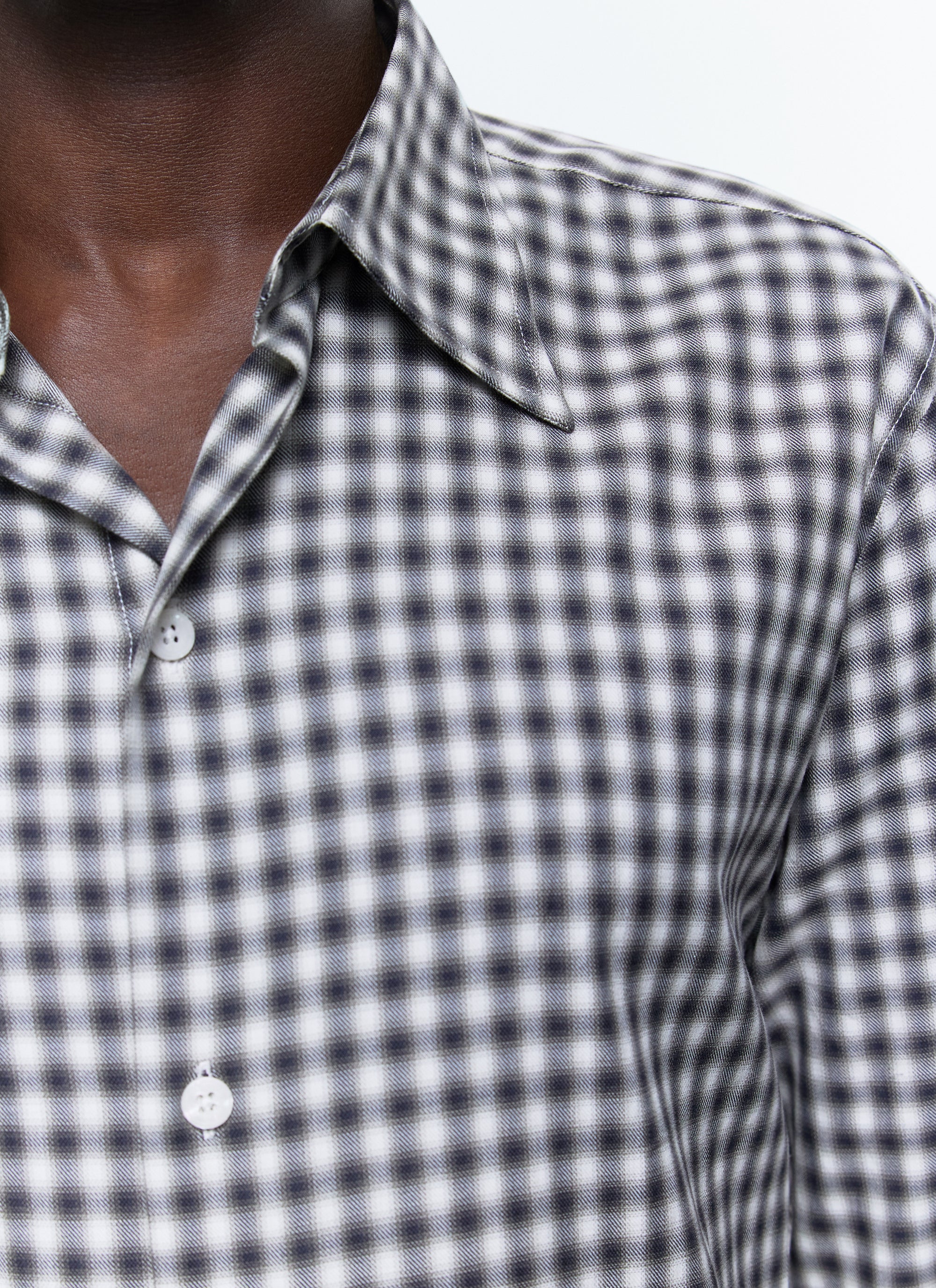 Swallow-neck check shirt - Black