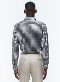 Swallow-neck check shirt - Black