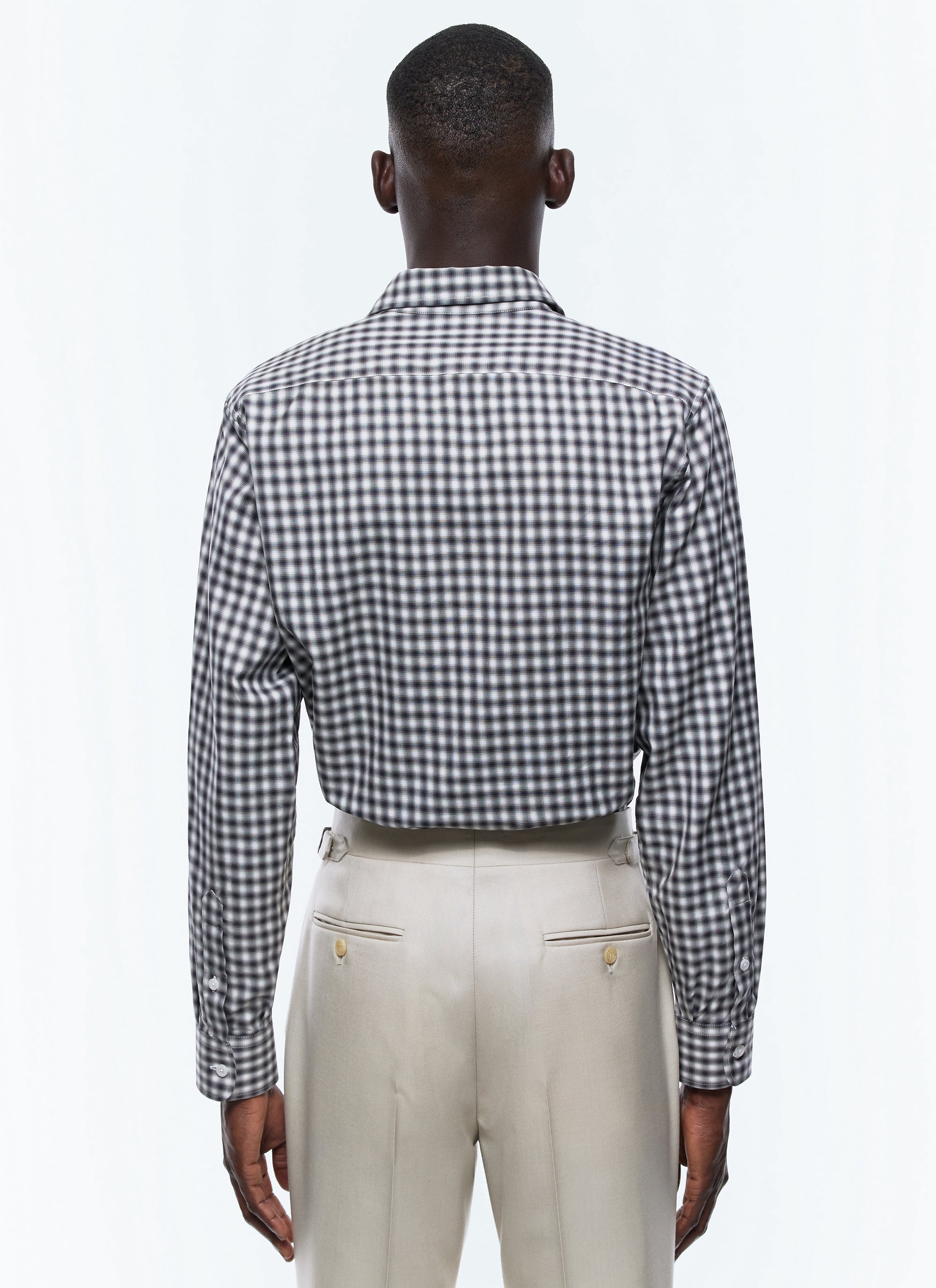 Swallow-neck check shirt - Black