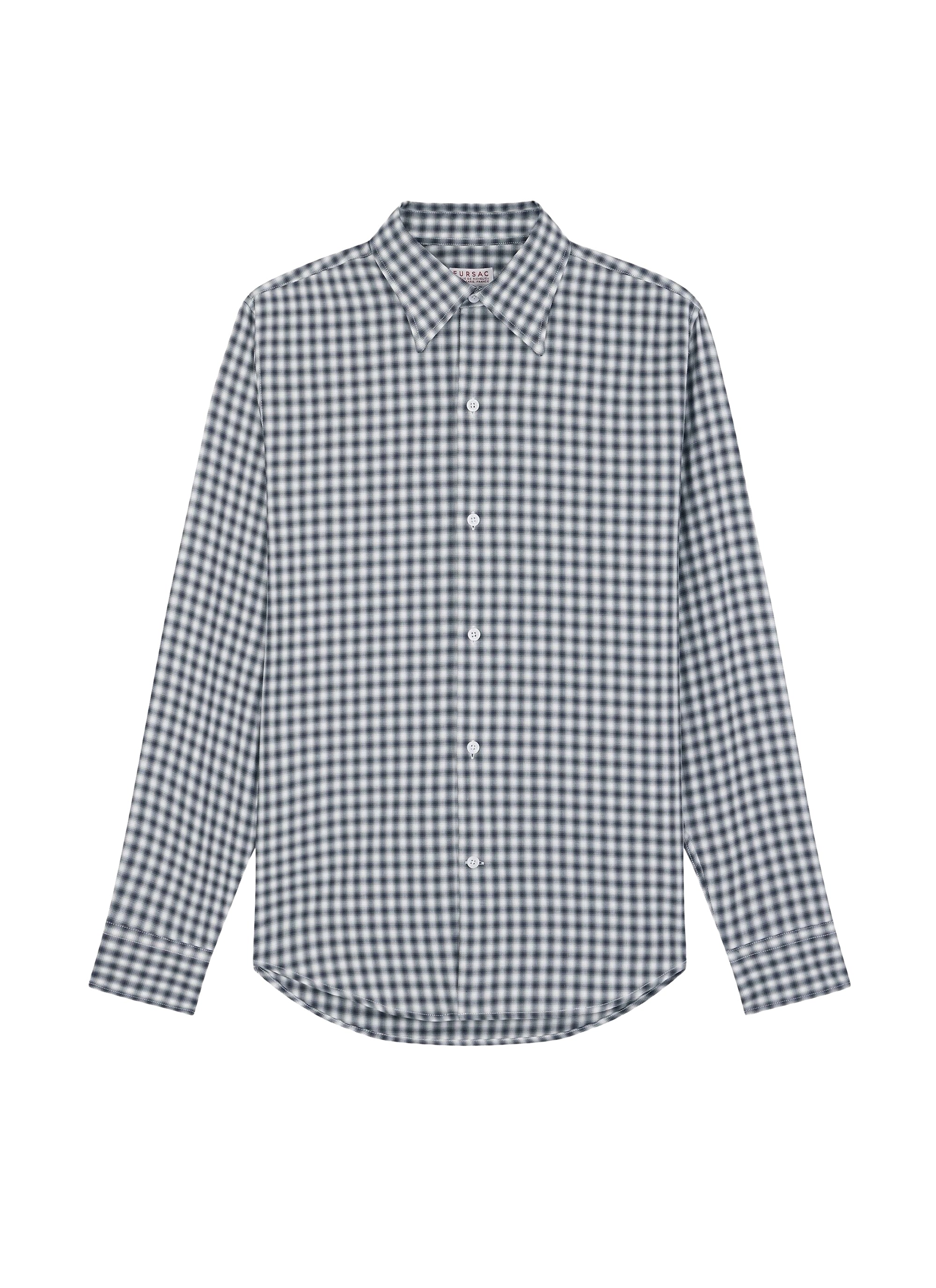 Swallow-neck check shirt - Black