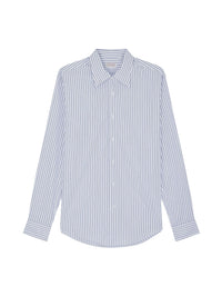 Chemise à col hirondelle rayée en coton - Marine