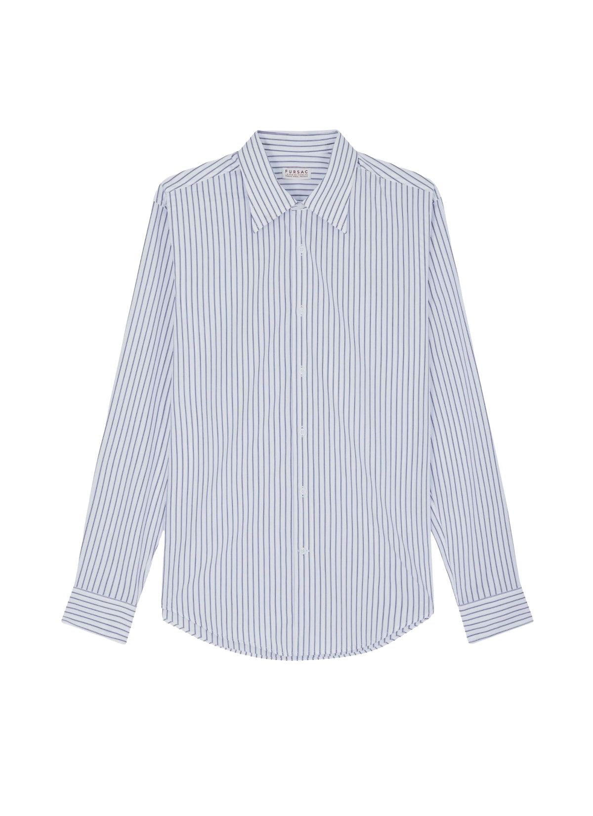 Chemise à col hirondelle rayée en coton - Marine