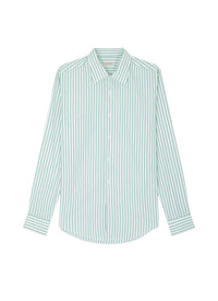Chemise à col hirondelle rayée en coton - Vert Pomme