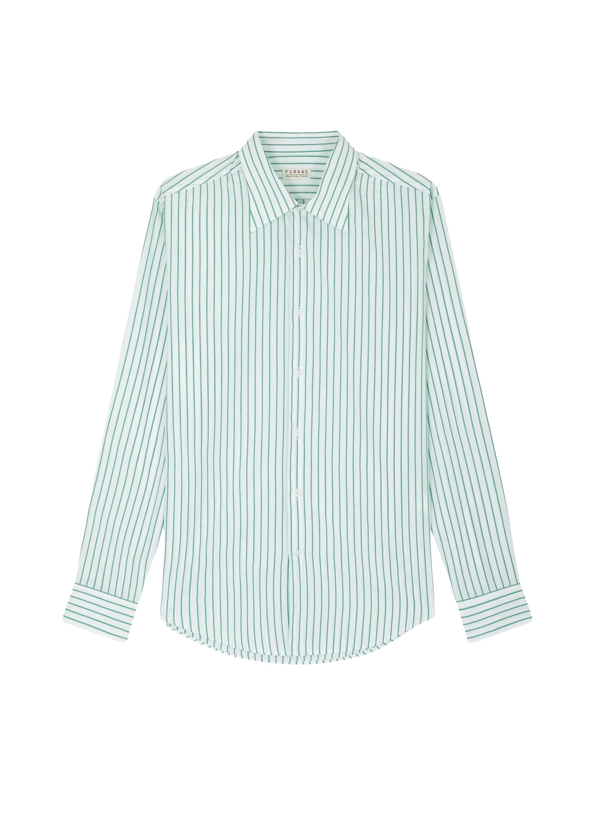Chemise à col hirondelle rayée en coton - Vert Pomme