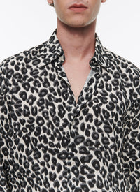 Chemise en viscose à imprimé léopard - Gris
