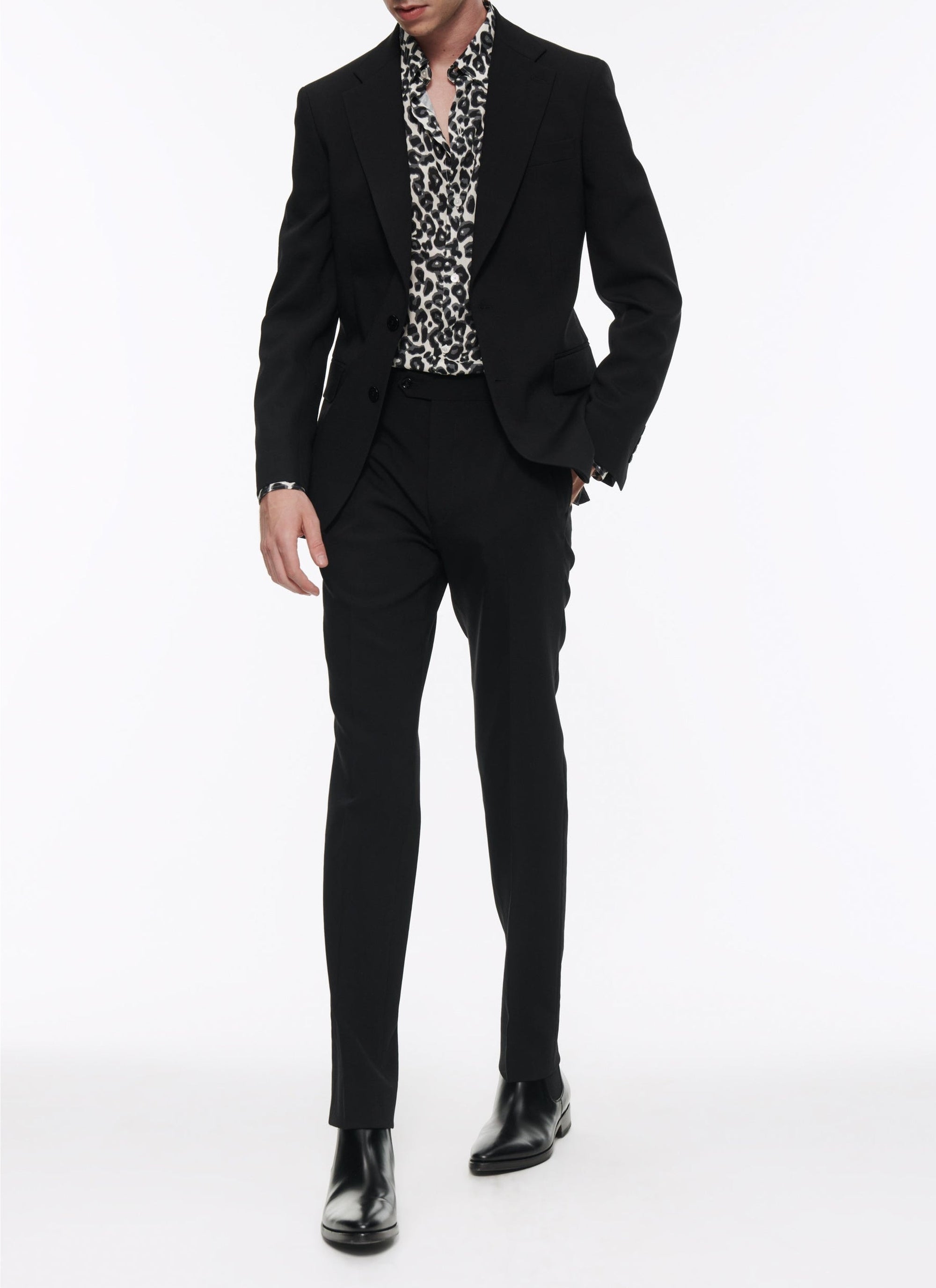 Chemise en viscose à imprimé léopard - Gris