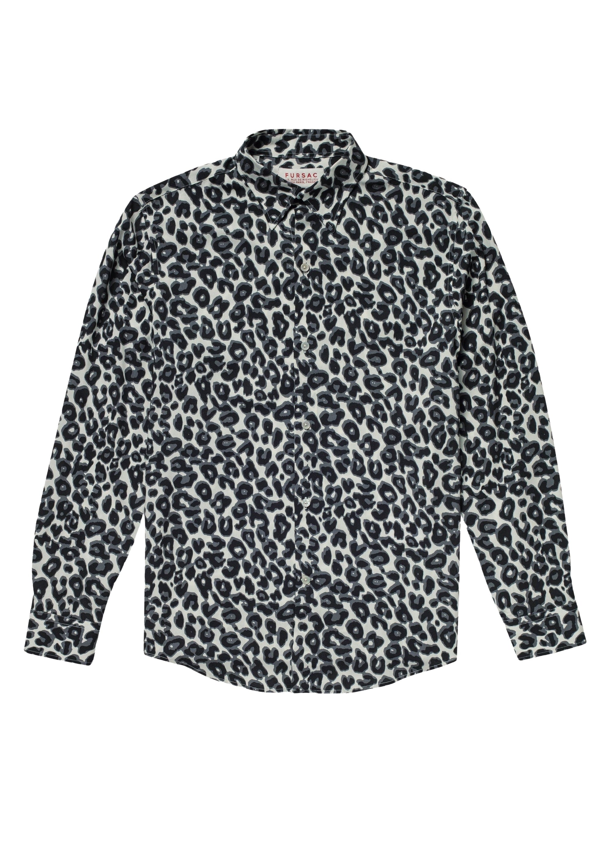 Chemise en viscose à imprimé léopard - Gris