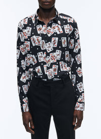 Chemise en viscose à imprimé fantaisie - Noir