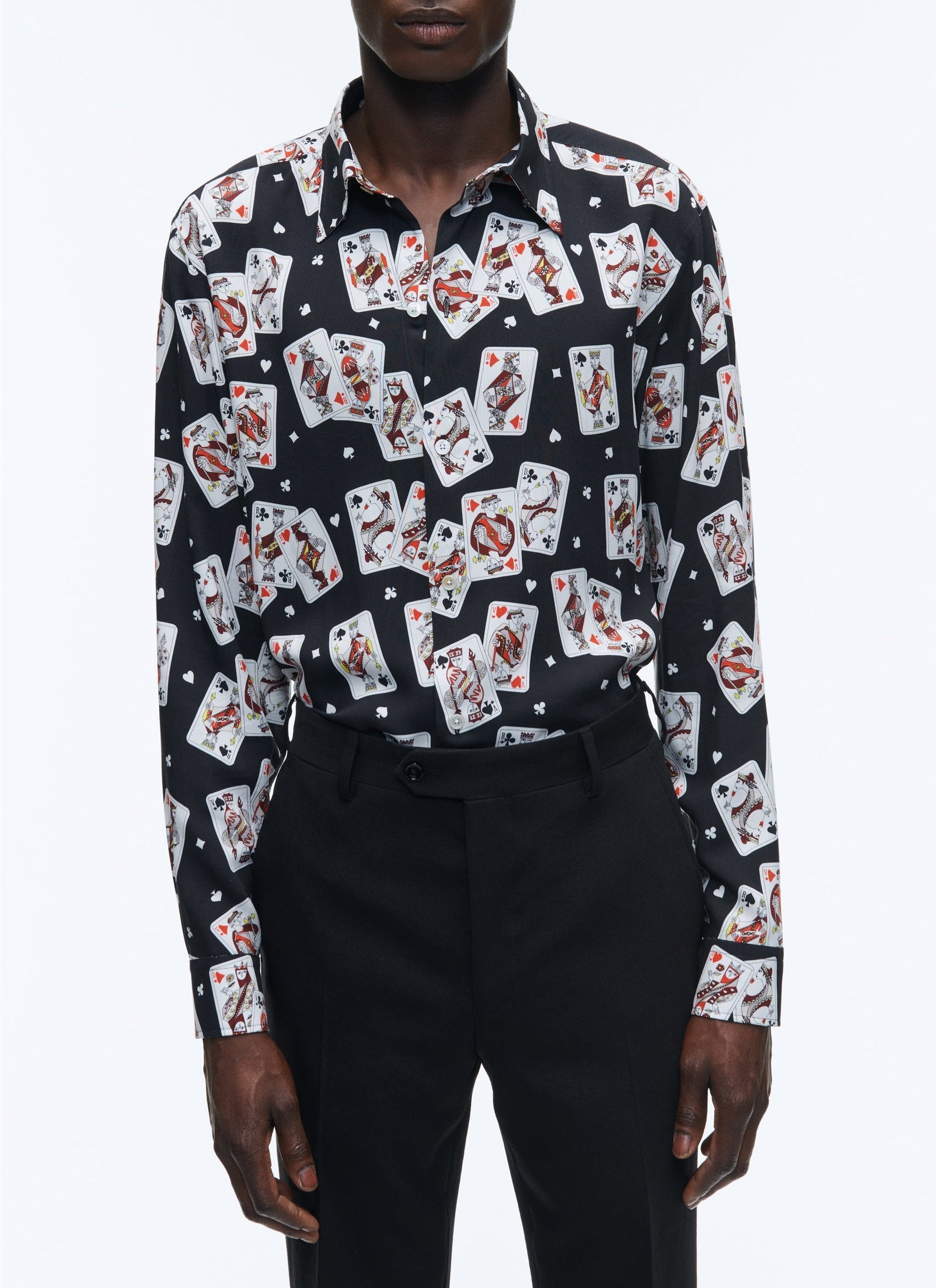 Chemise en viscose à imprimé fantaisie - Noir