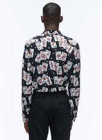 Chemise en viscose à imprimé fantaisie - Noir