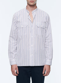 Chemise en coton à rayures - Bleu marine