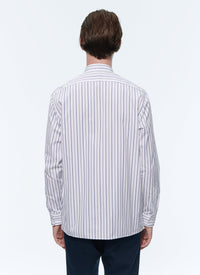 Chemise en coton à rayures - Bleu marine