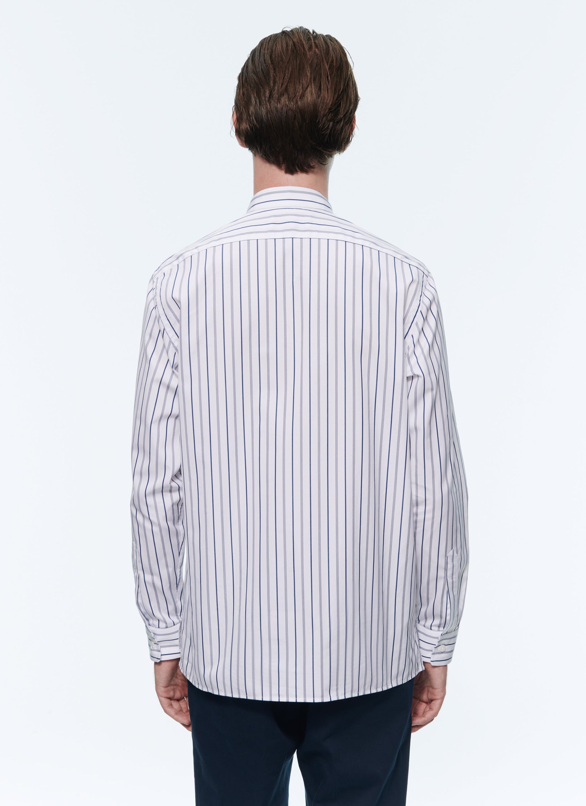 Chemise en coton à rayures - Bleu marine