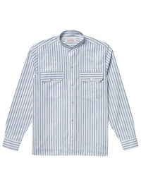 Chemise en coton à rayures - Bleu marine
