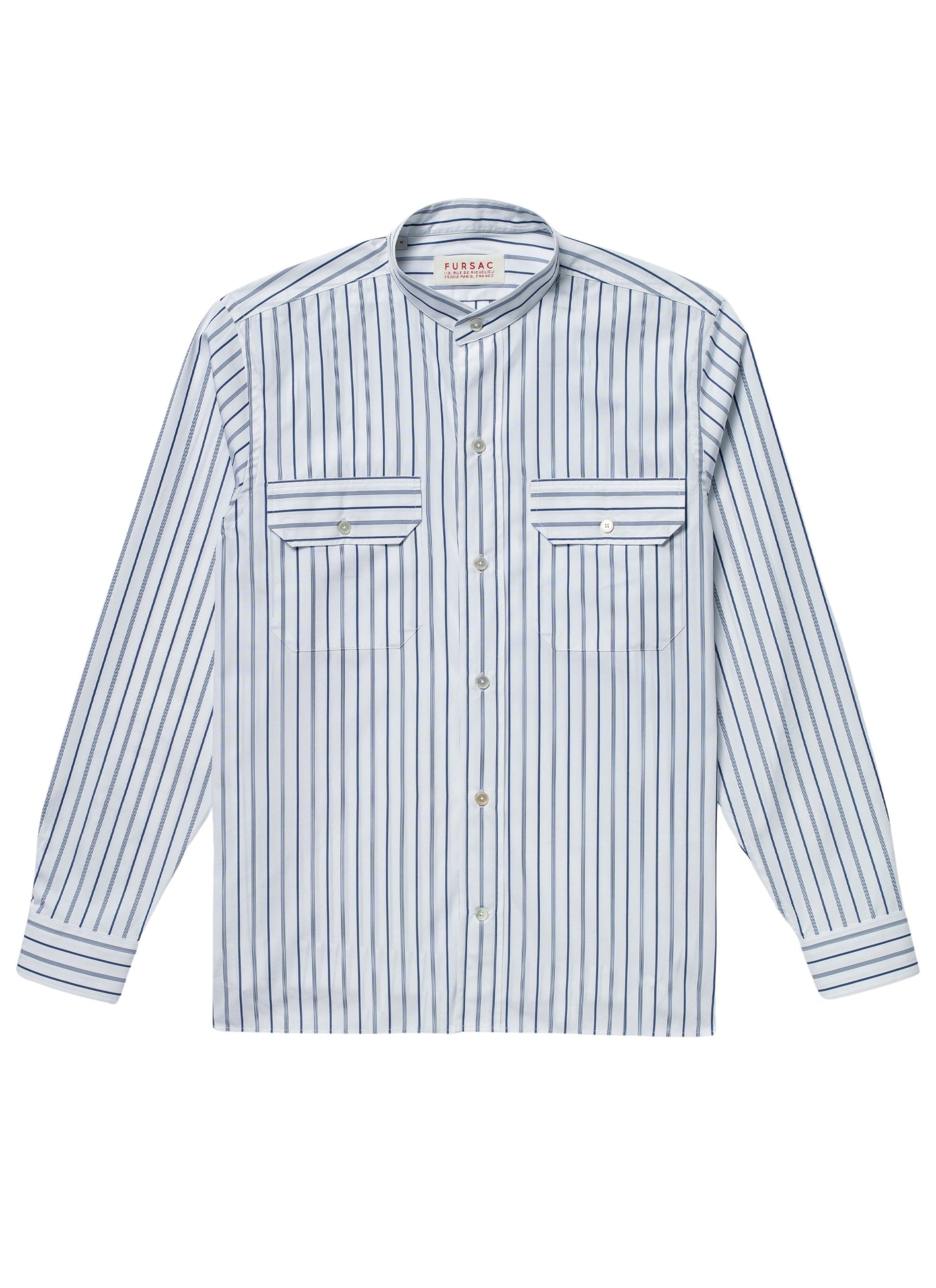 Chemise en coton à rayures - Bleu marine