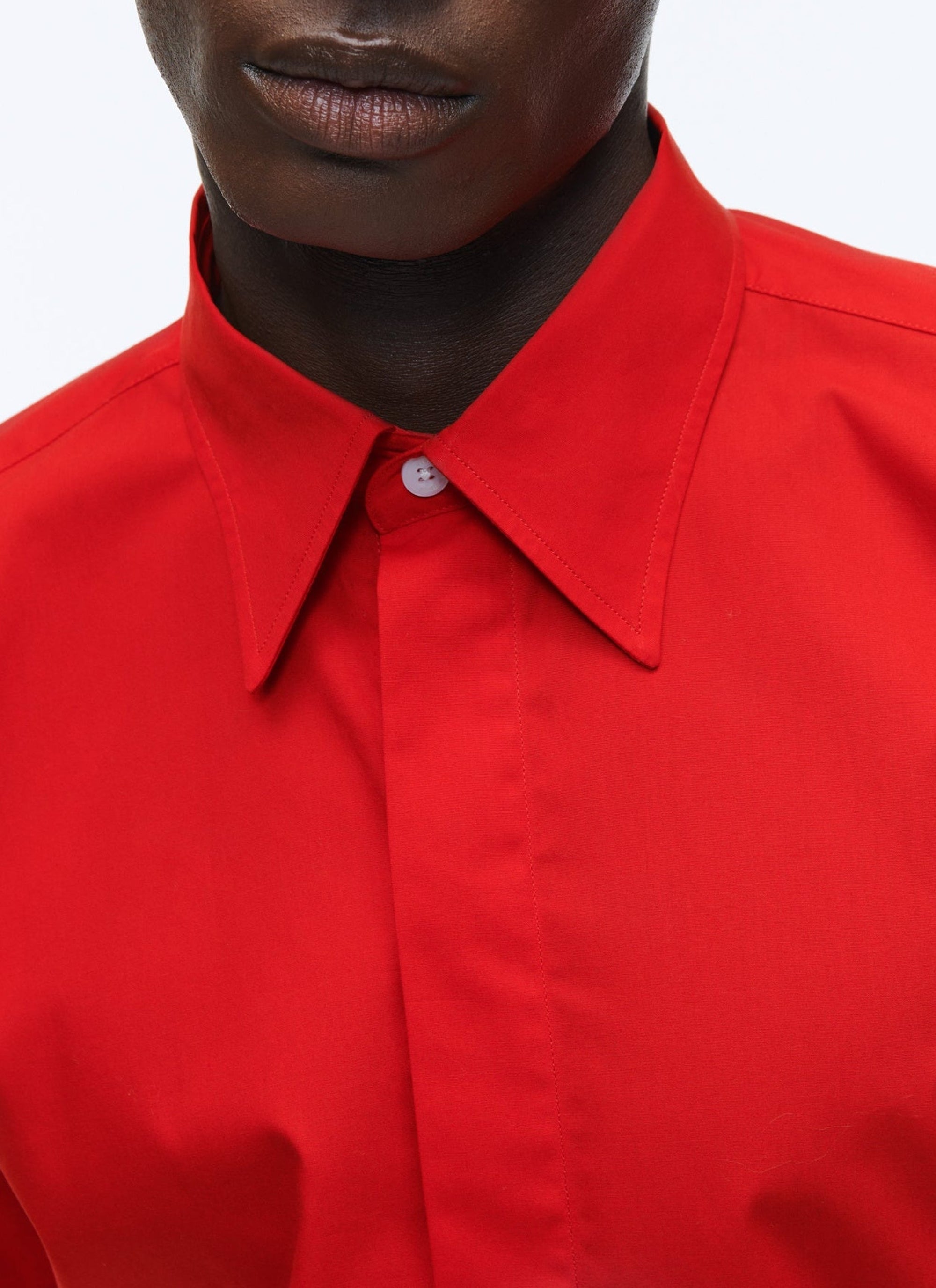 Cotton poplin shirt - Red