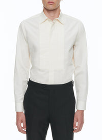 Shirt with swallow collar and bib - Ecru