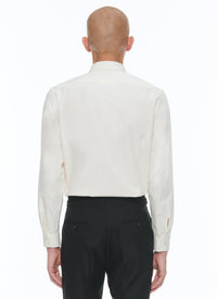 Shirt with swallow collar and bib - Ecru