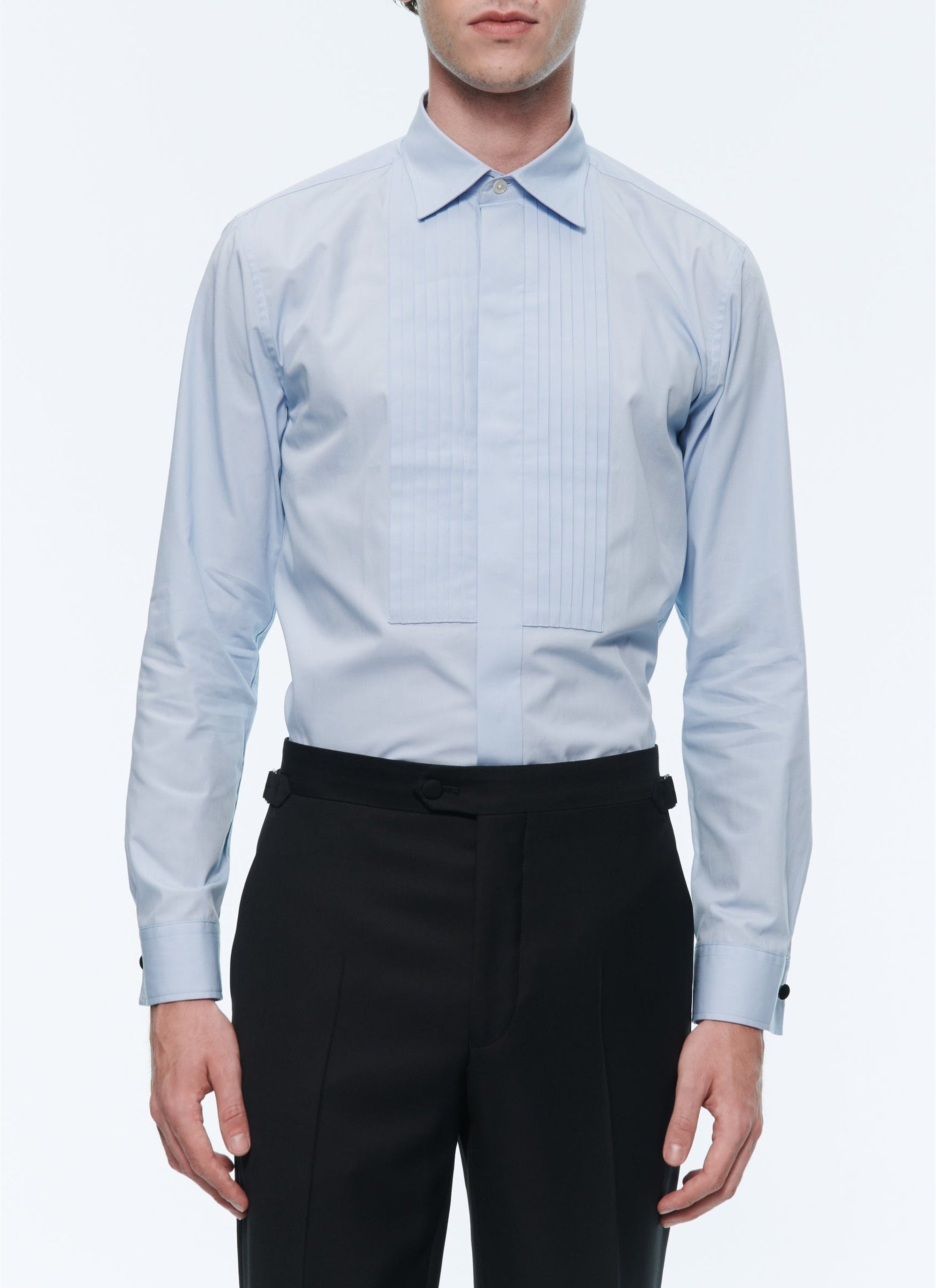 Chemise à plastron en coton - Ciel