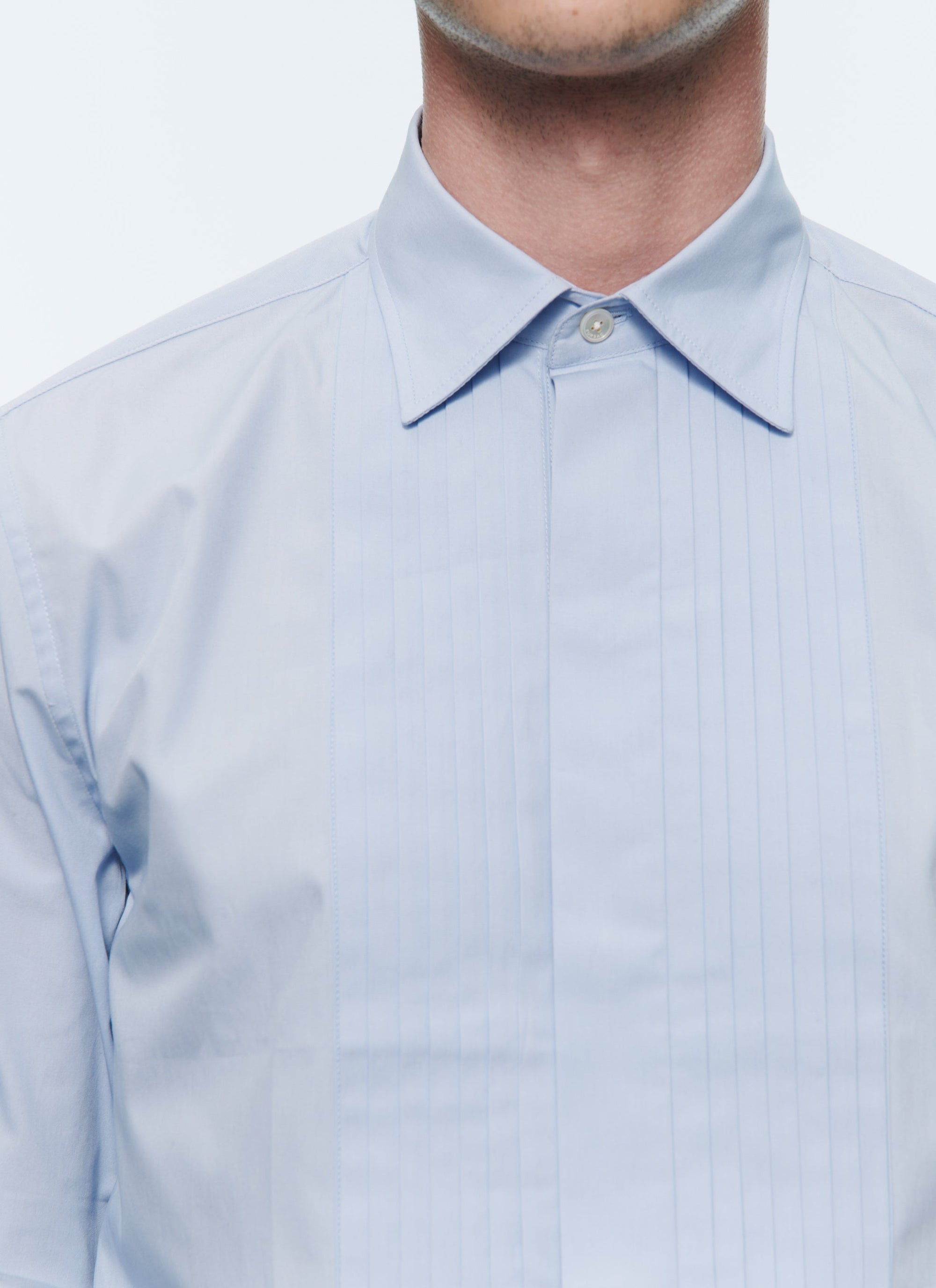 Chemise à plastron en coton - Ciel