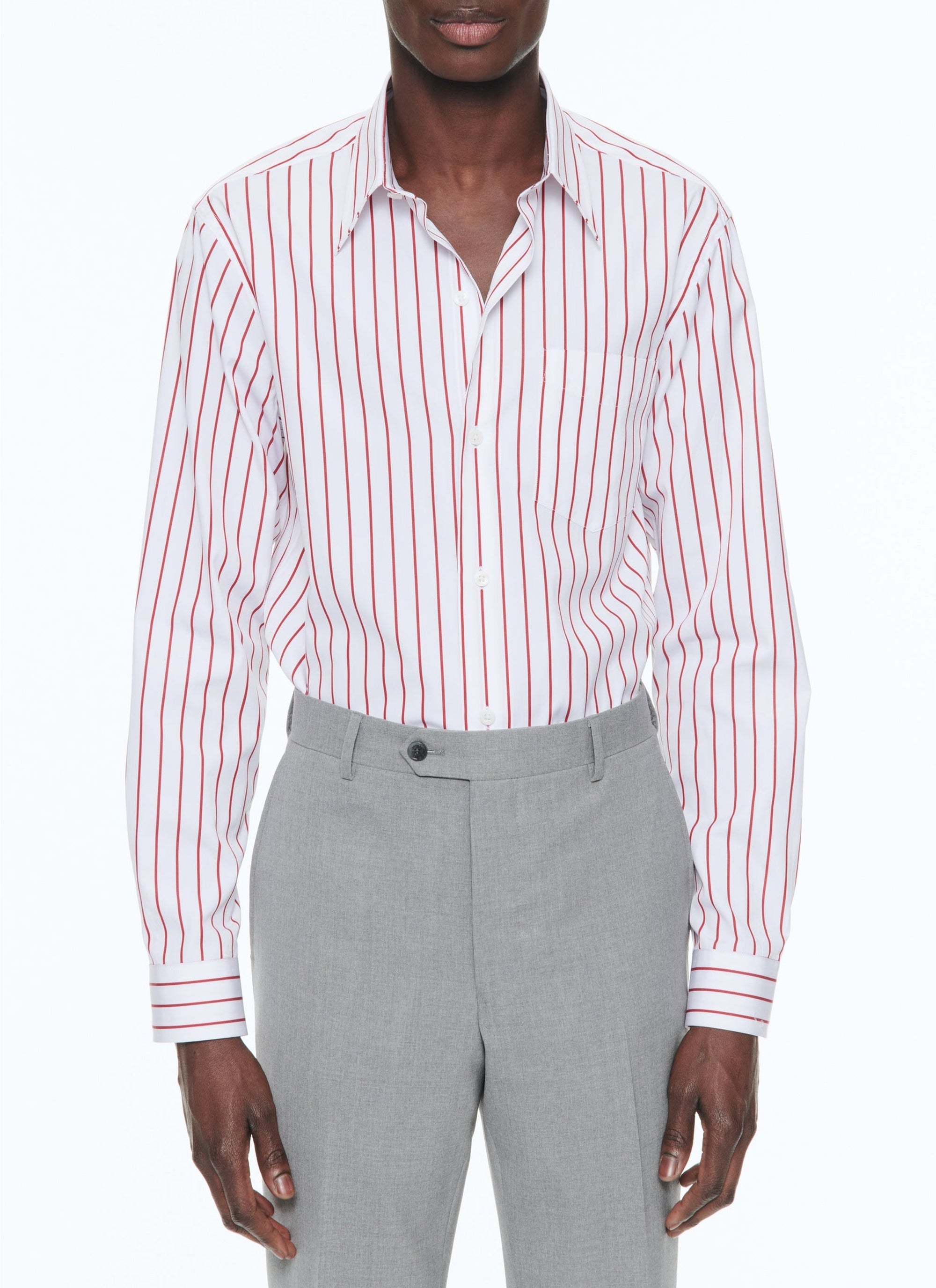 Chemise en popeline de coton à rayures - Blanc