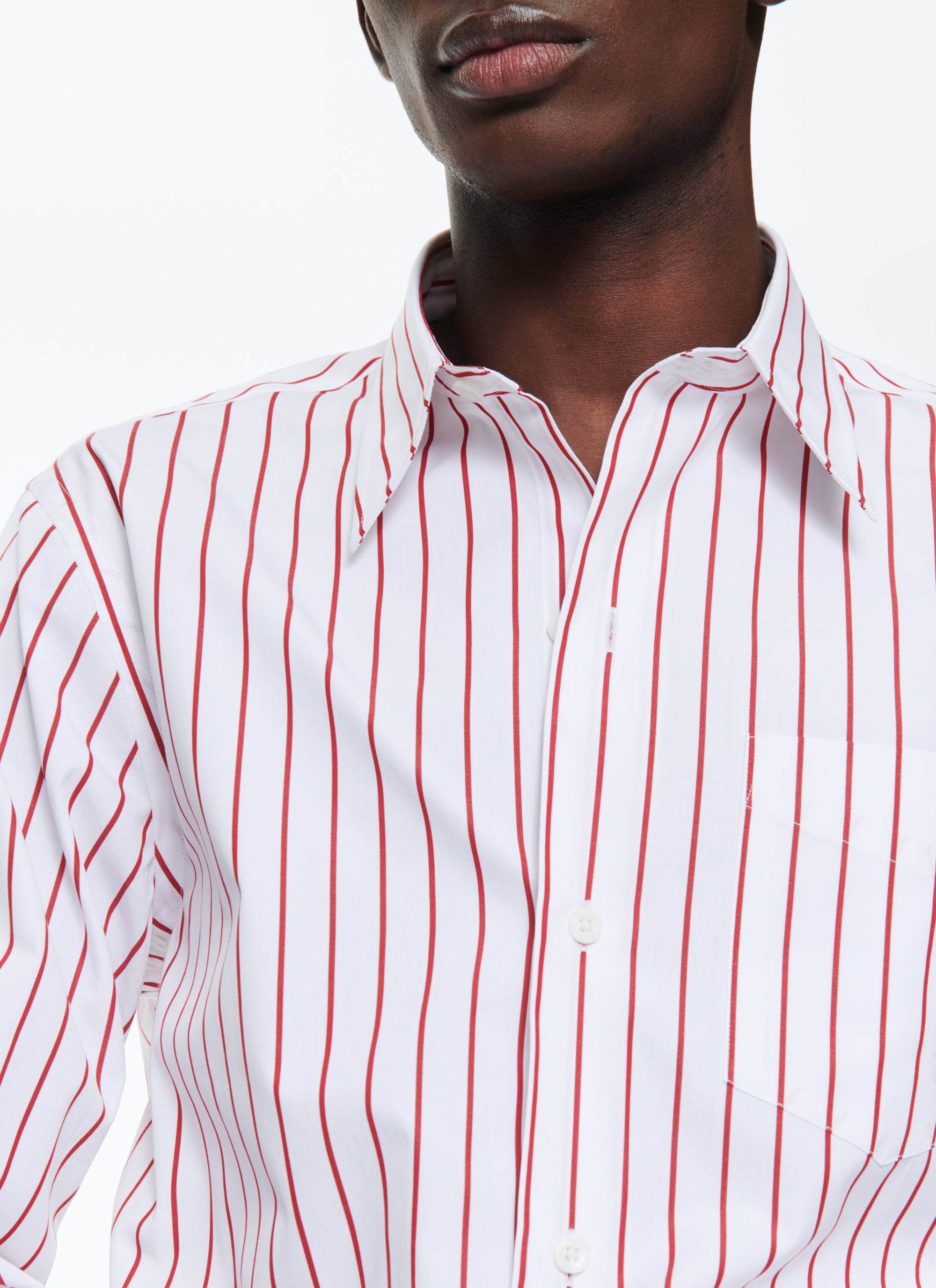 Chemise en popeline de coton à rayures - Blanc