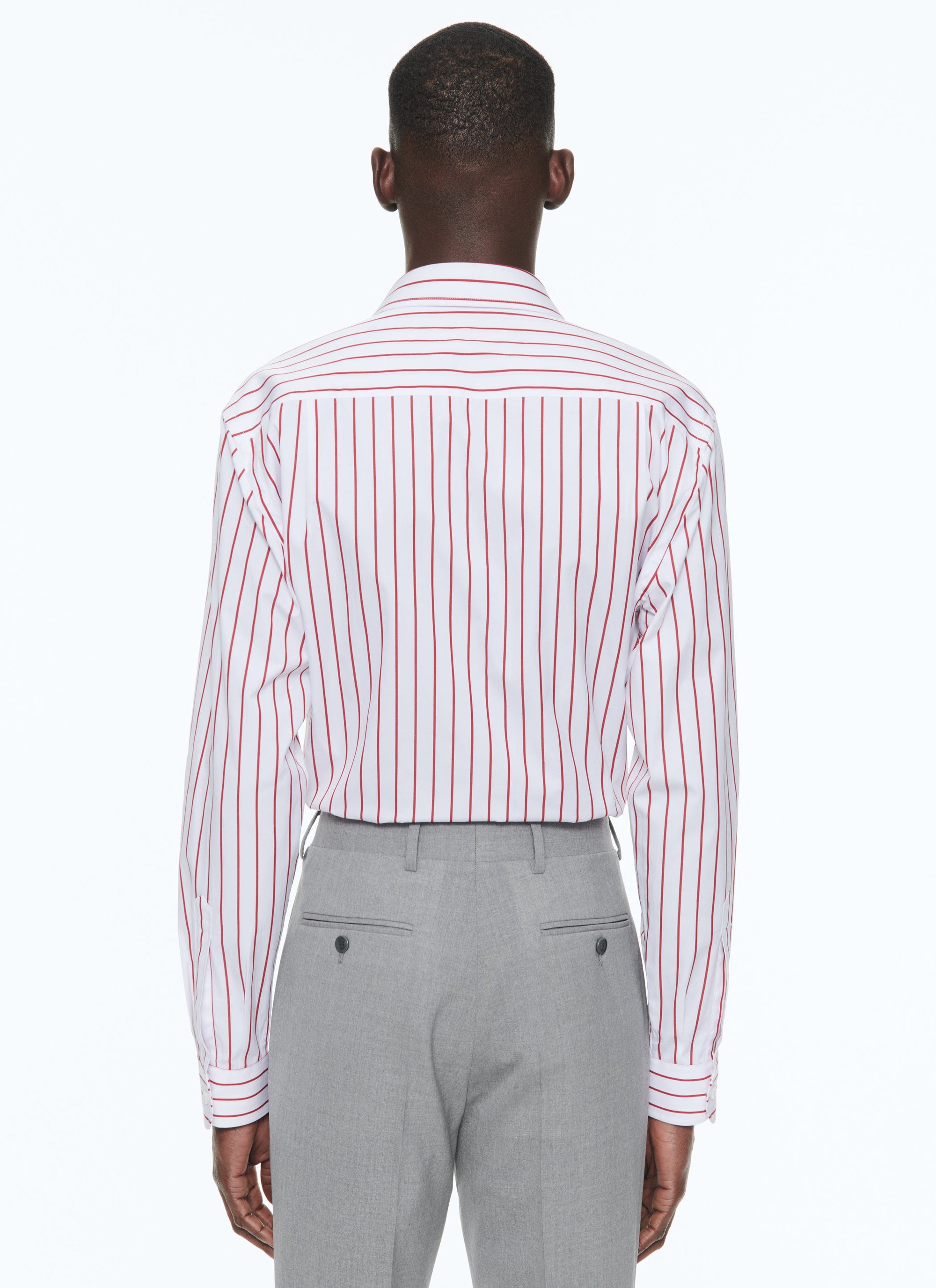 Chemise en popeline de coton à rayures - Blanc