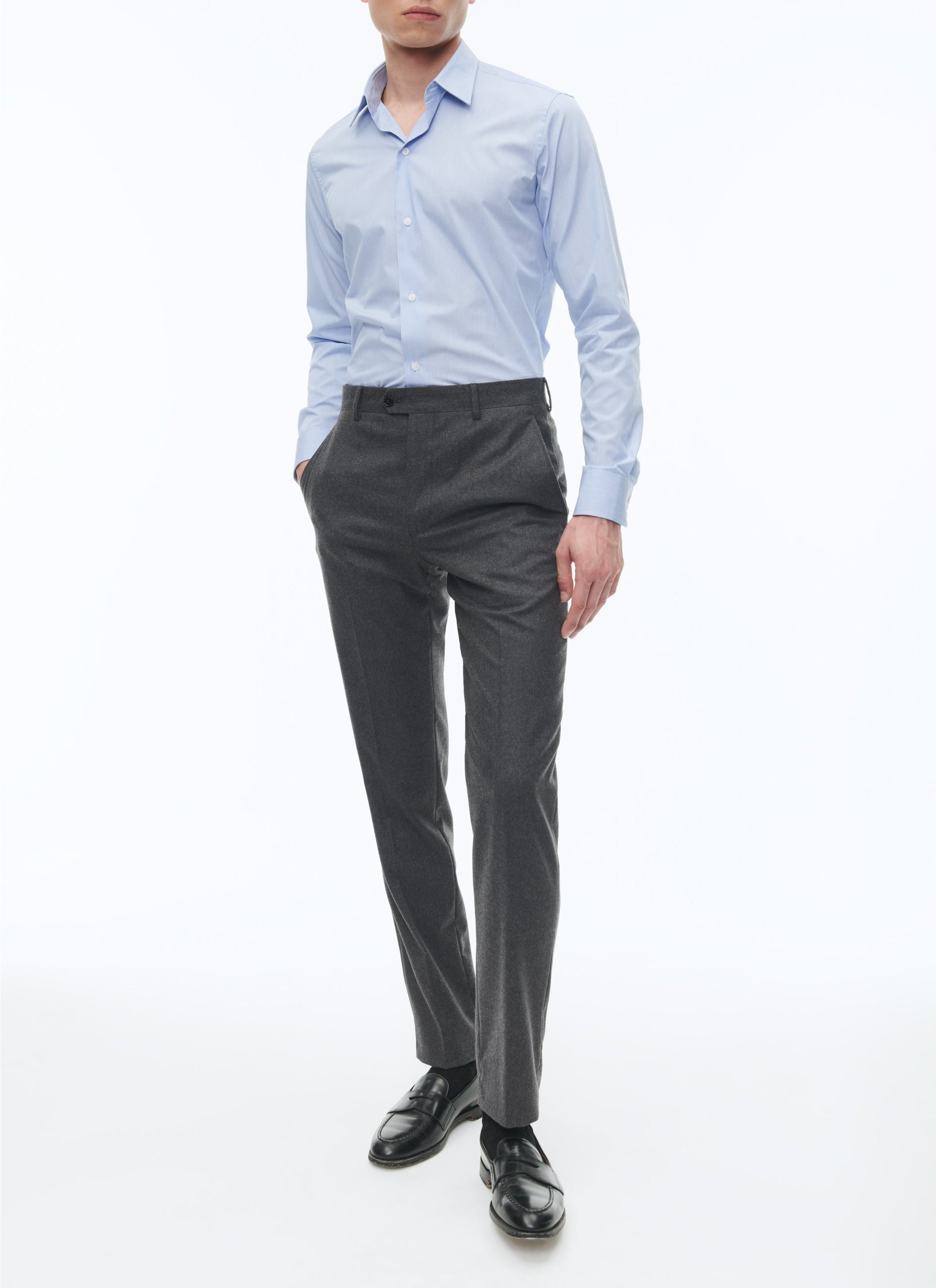 Chemise en coton à rayures - Bleu