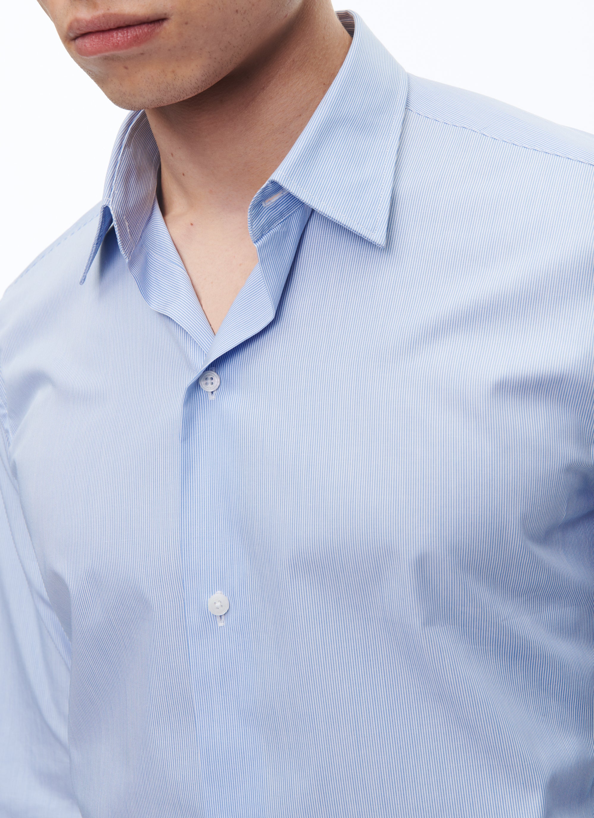 Chemise en coton à rayures - Bleu