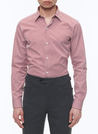 Chemise à poignets biseautés rayée - Carmin