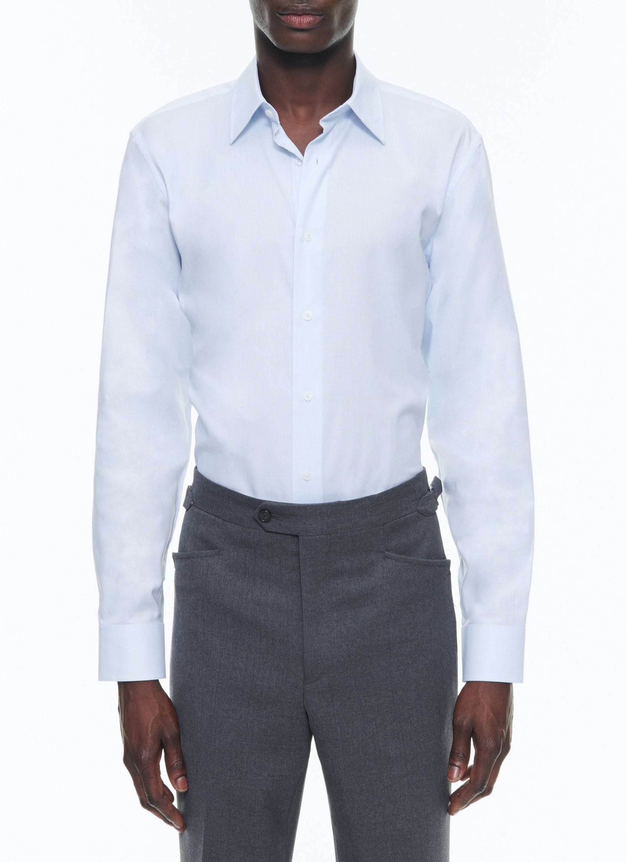 Shirt with bevelled cuffs - Pastel Blue