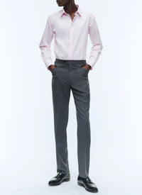 Chemise à col droit en popeline de coton - Rose pâle