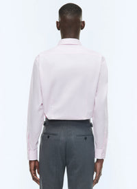 Chemise à col droit en popeline de coton - Rose pâle
