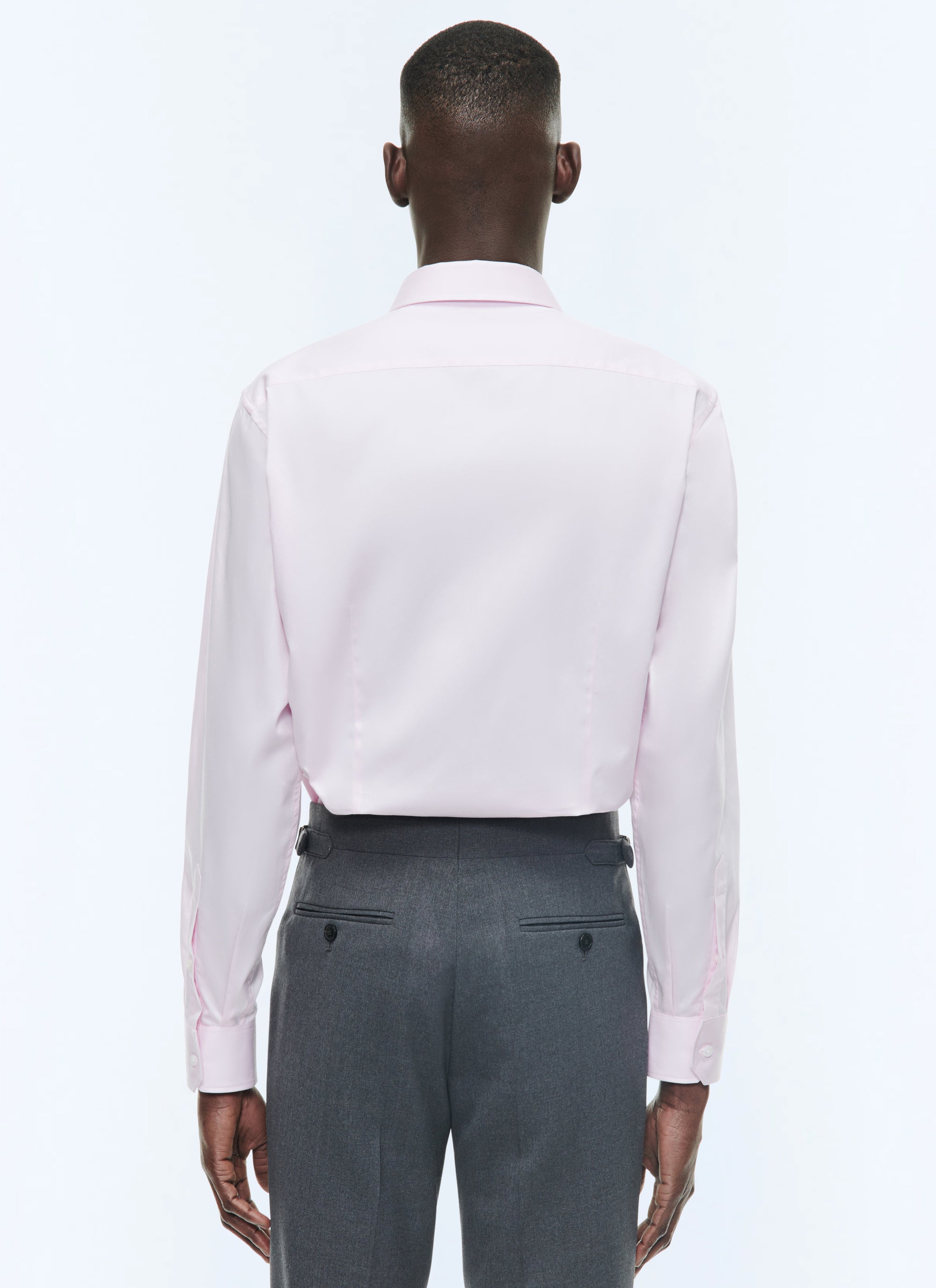Chemise à col droit en popeline de coton - Rose pâle