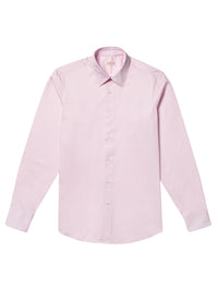 Chemise à col droit en popeline de coton - Rose pâle