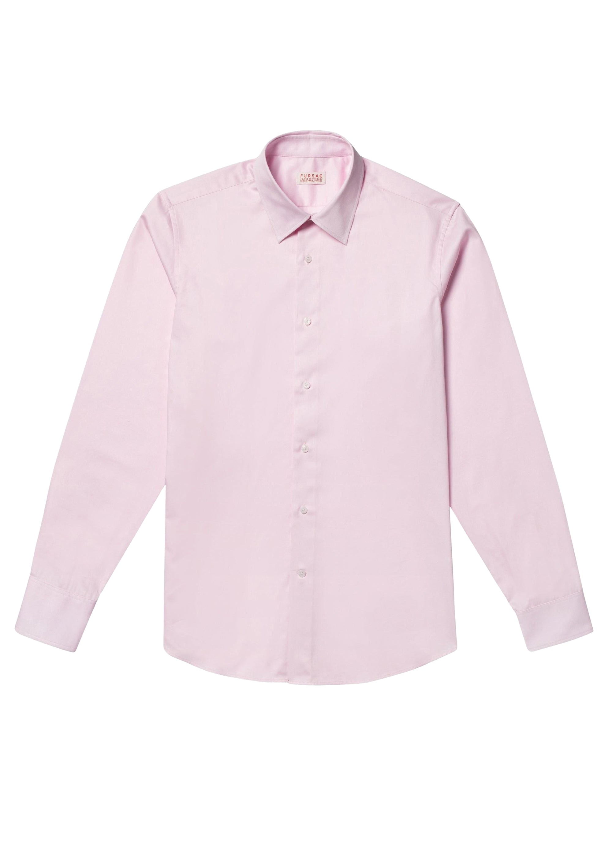 Chemise à col droit en popeline de coton - Rose pâle