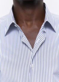 Striped shirt with stand-up collar - Pervenche