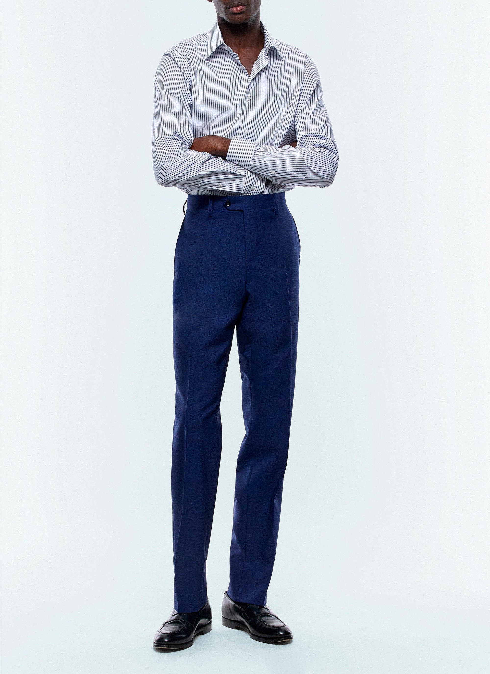 Striped shirt with stand-up collar - Pervenche