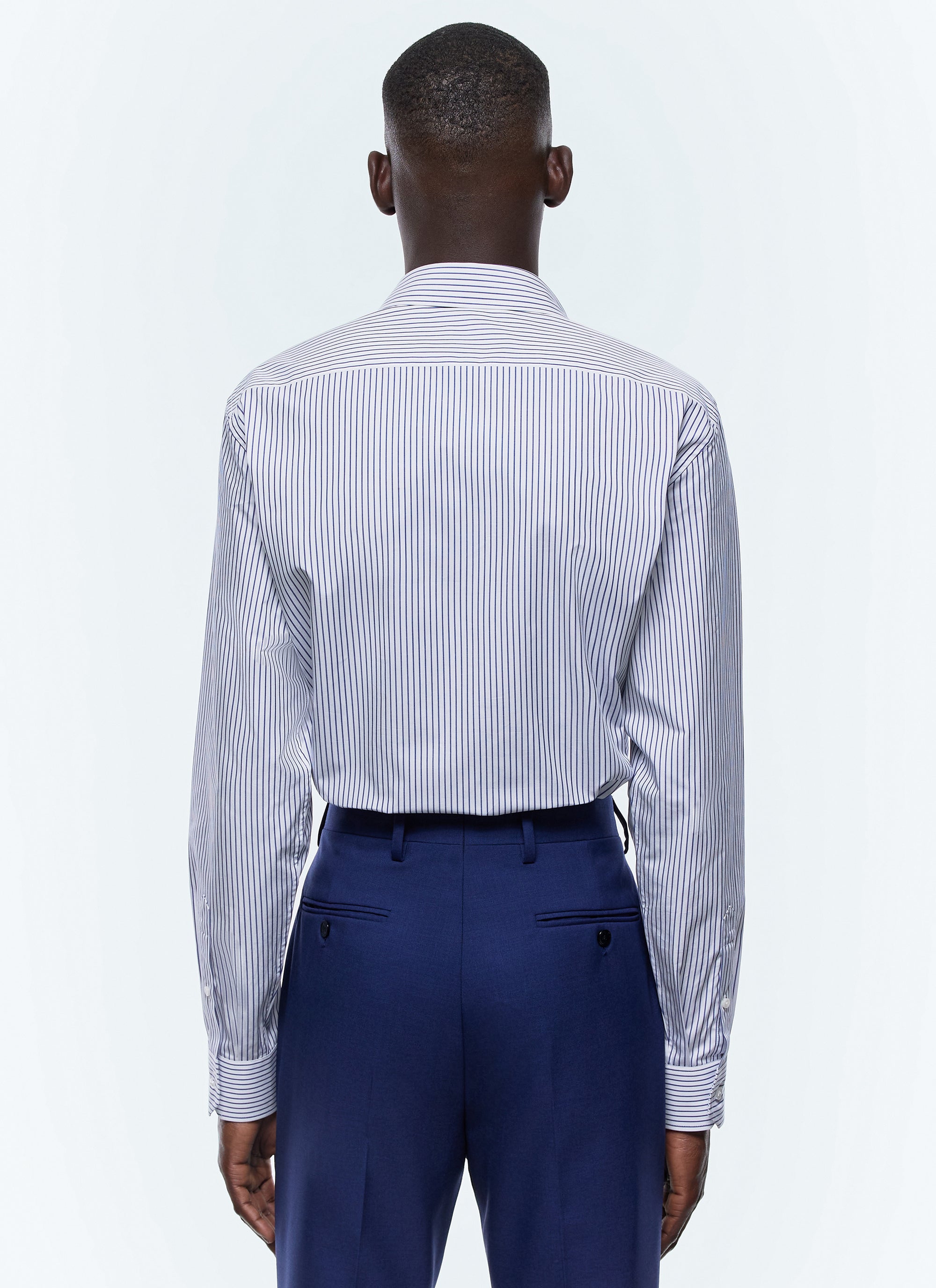 Striped shirt with stand-up collar - Pervenche