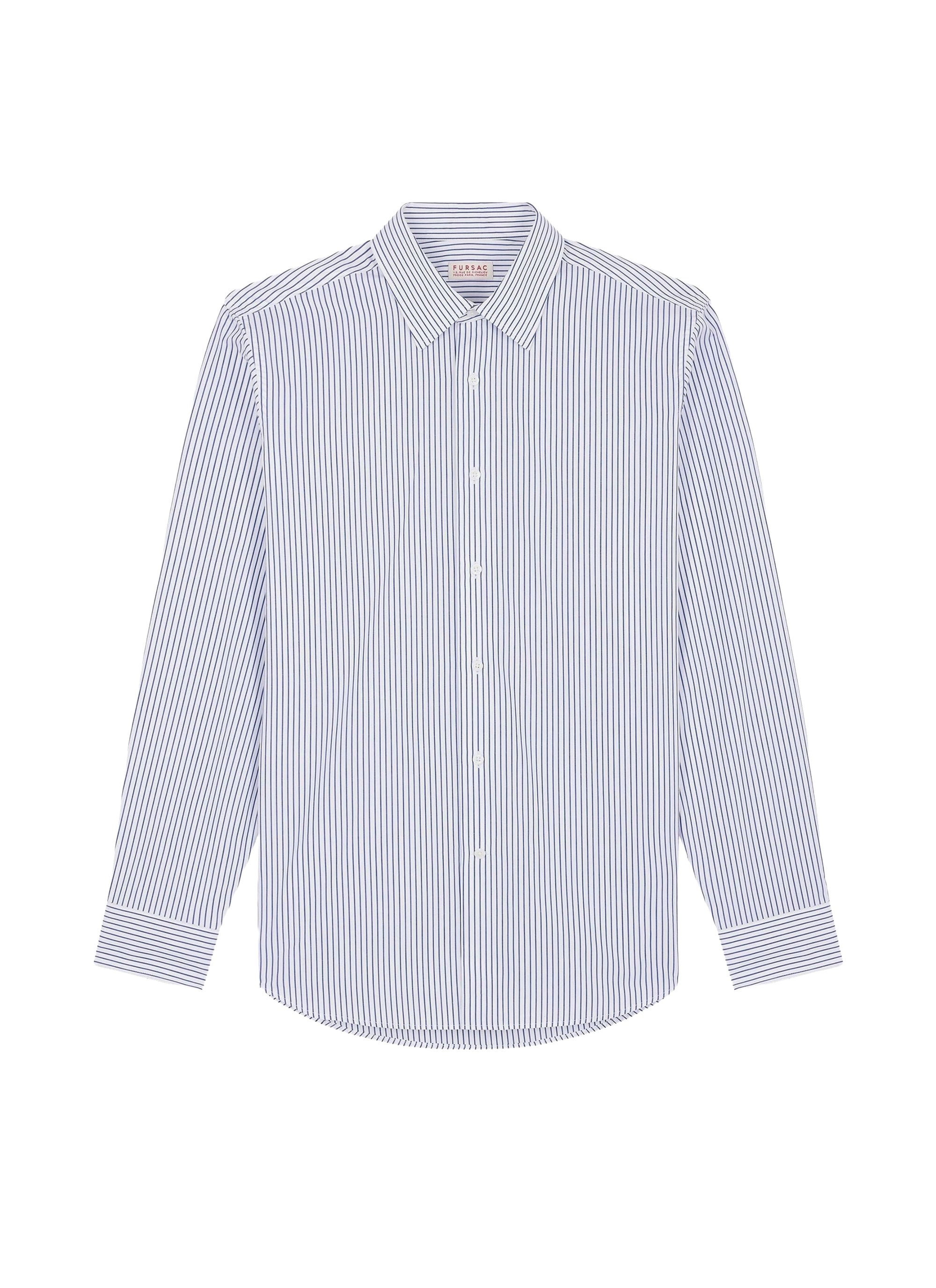 Striped shirt with stand-up collar - Pervenche