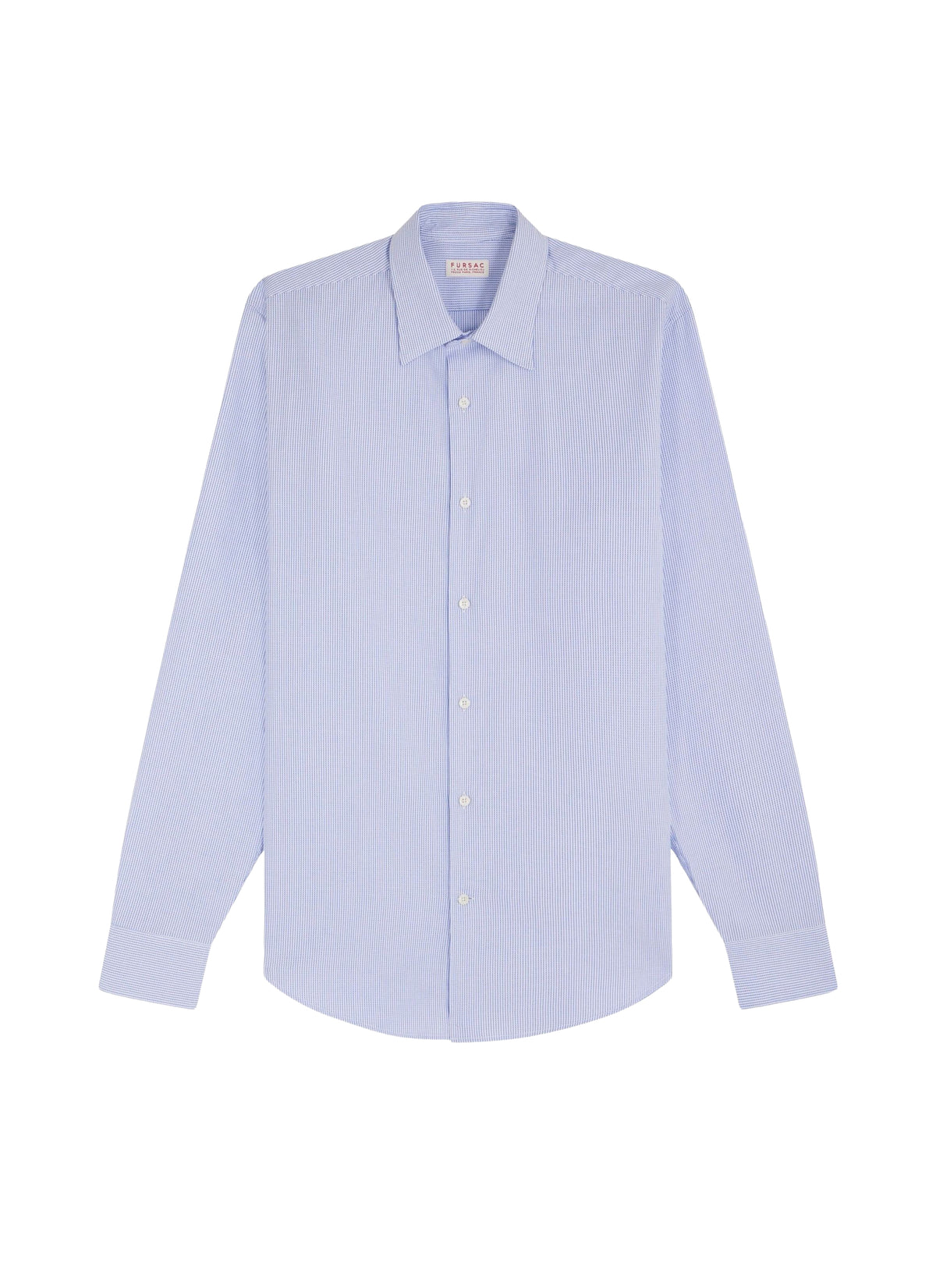 Chemise à col droit en serge de coton - Bleuet