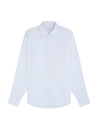 Chemise à col droit en coton - Bleu Clair