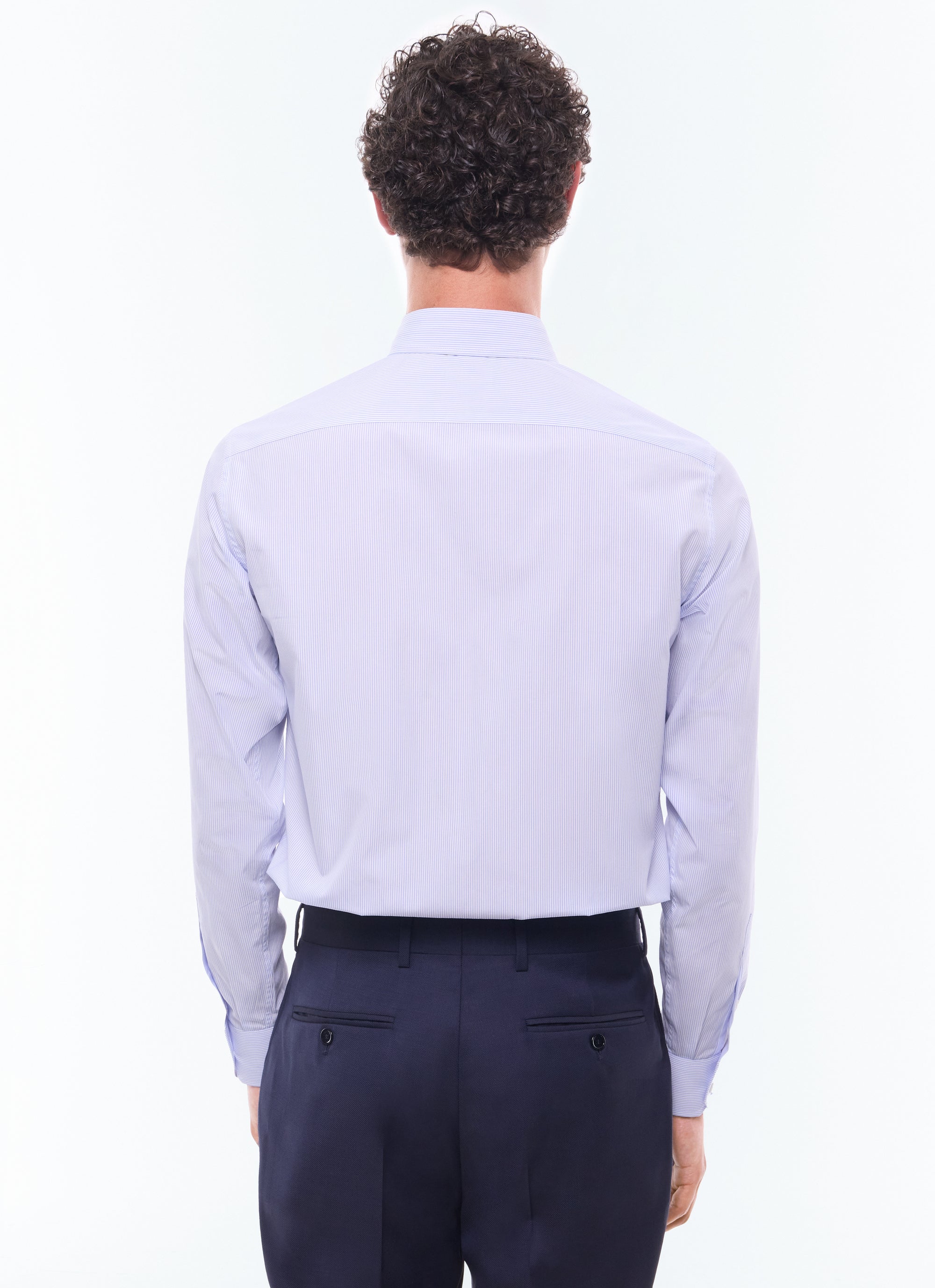 Striped cotton shirt with stand-up collar - Persian