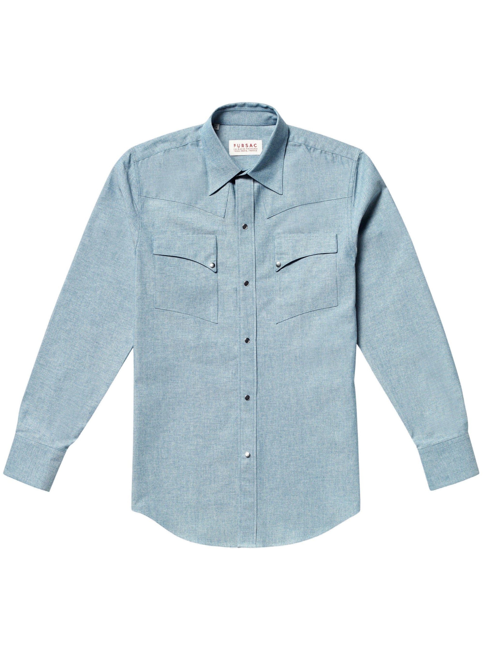 Chemise Western en coton - Bleu ciel