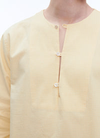 Straight shirt with tunisian collar - Pale yellow