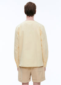 Straight shirt with tunisian collar - Pale yellow